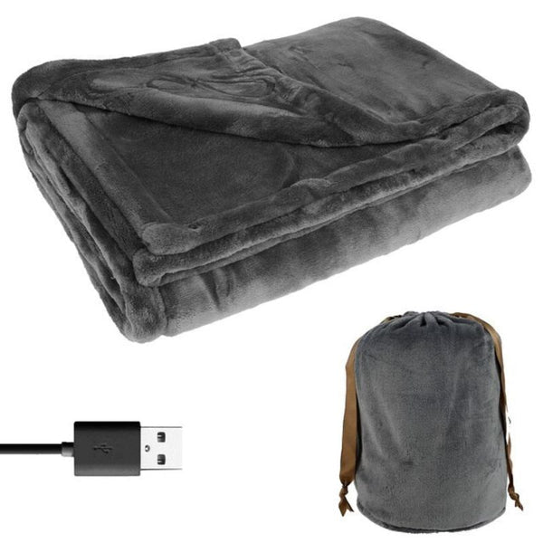 Cordless USB Rechargeable Electric Heated Flannel Throw Blanket