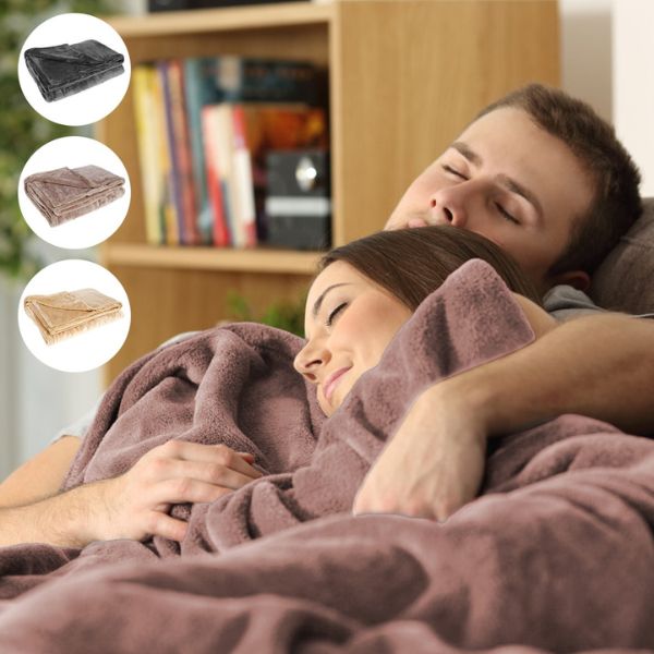 Cordless USB Rechargeable Electric Heated Flannel Throw Blanket
