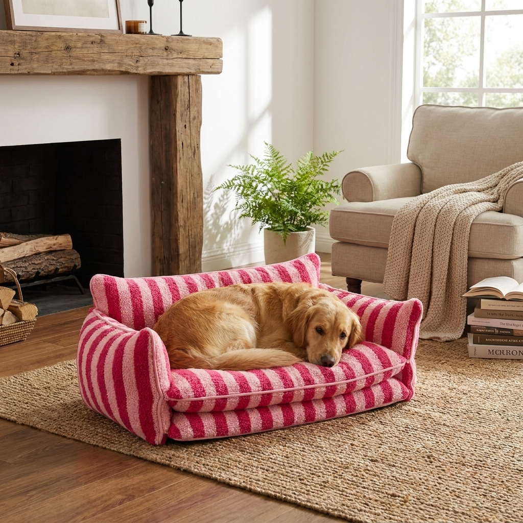Cozy Striped Double-Layer Dog & Cat Sofa Bed