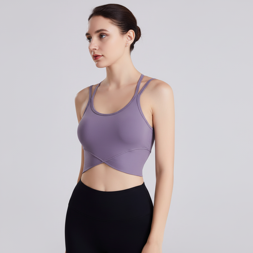 Cropped Sports Bra Top with Criss-Cross Straps