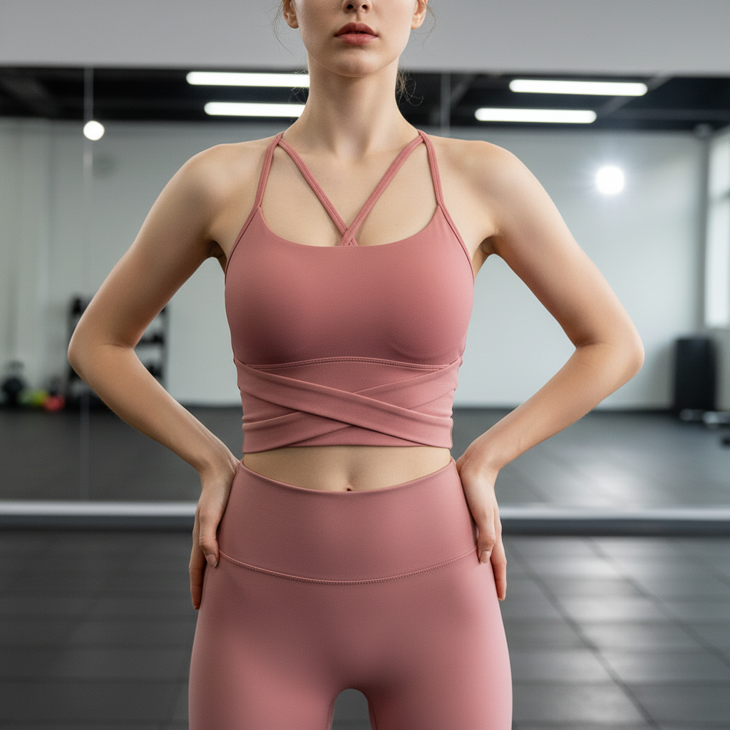 Cropped Sports Bra Top with Criss-Cross Straps