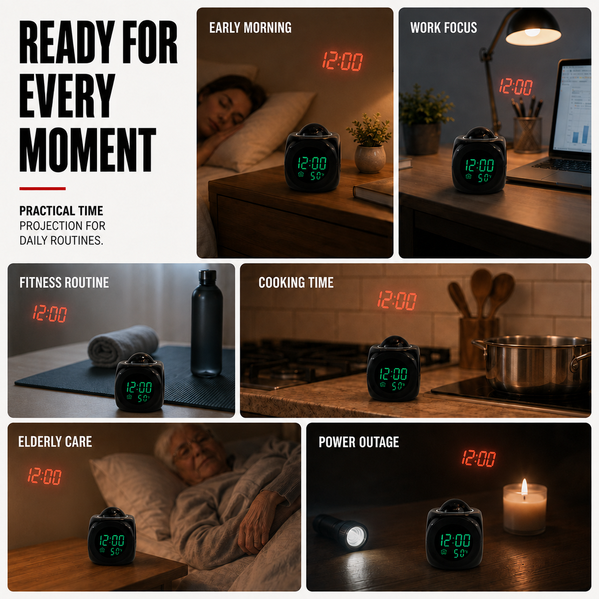 Cube Digital Projection Alarm Clock