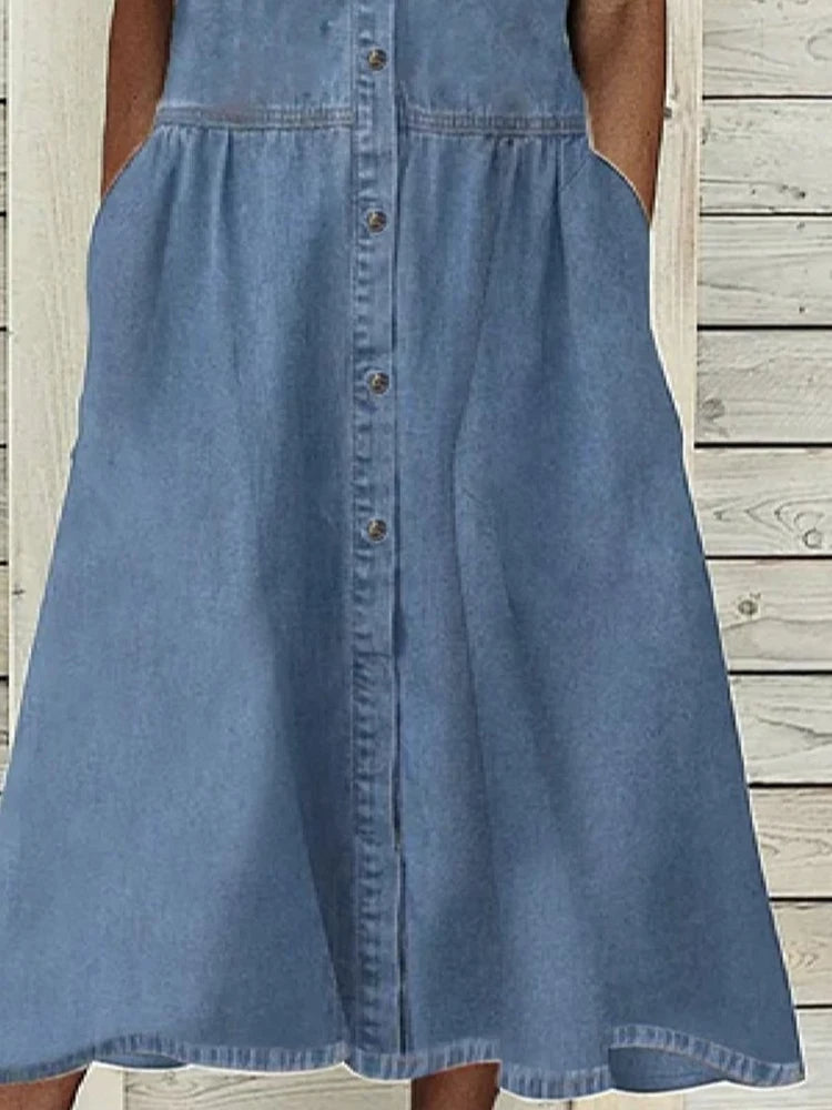 Denim-Look Button-Front Dress