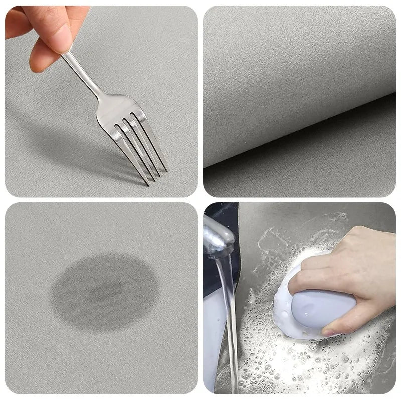 Diatomite Kitchen & Bath Mat | Velvet Finish, Super Absorbent & Non-Slip | Washable & Durable