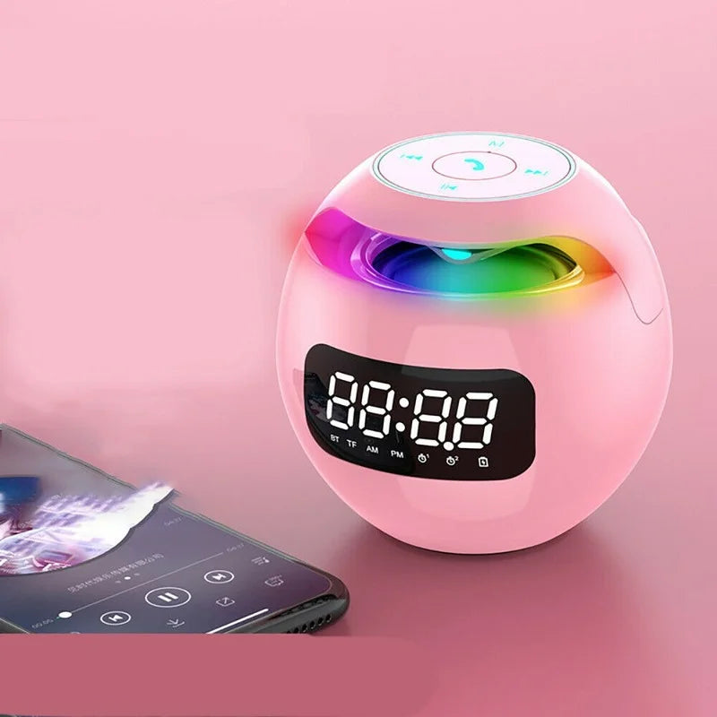 Digital LED Alarm Clock with Bluetooth Speaker and Colorful Night Light – Motion Sensor, Rechargeable, 5W Sound