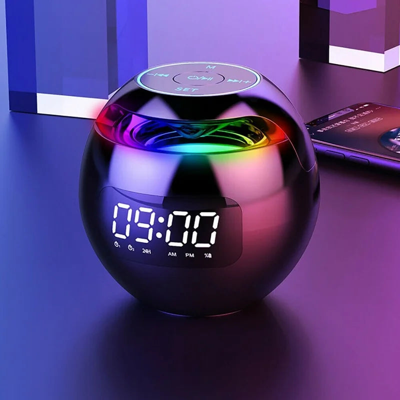 Digital LED Alarm Clock with Bluetooth Speaker and Colorful Night Light – Motion Sensor, Rechargeable, 5W Sound