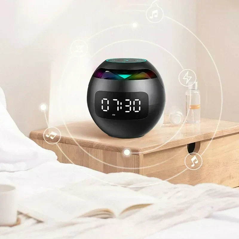 Digital LED Alarm Clock with Bluetooth Speaker and Colorful Night Light – Motion Sensor, Rechargeable, 5W Sound