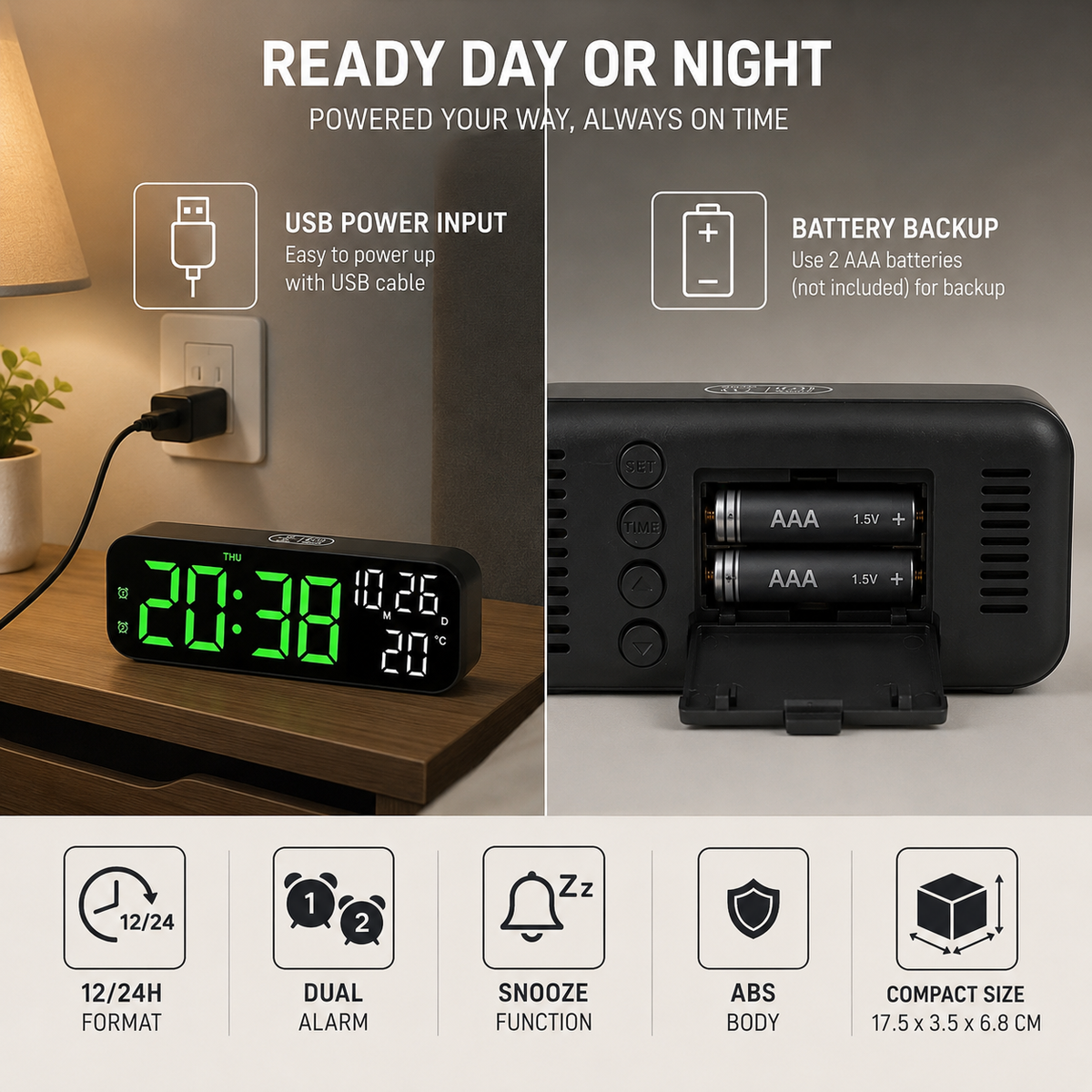 Digital LED Tabletop Clock