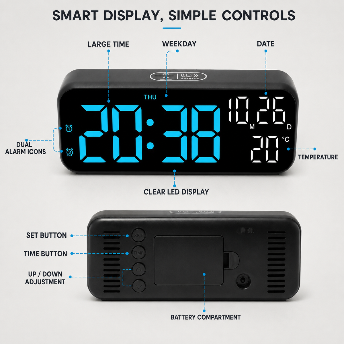 Digital LED Tabletop Clock