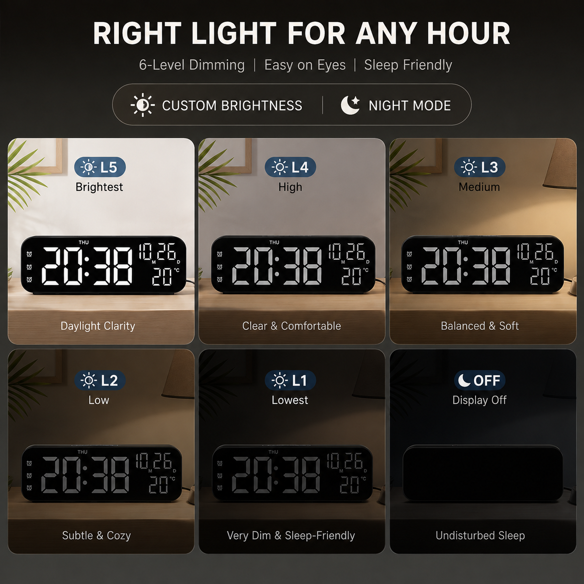 Digital LED Tabletop Clock