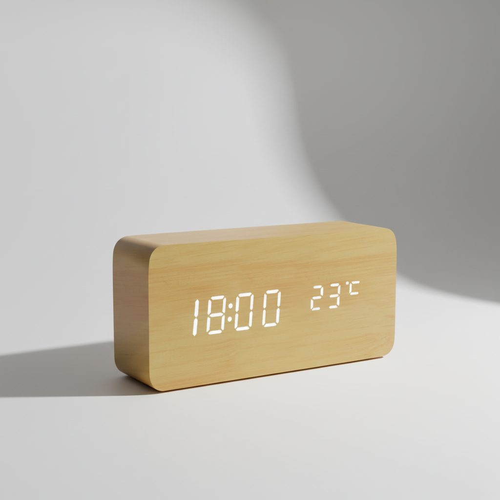 Digital Wooden Tabletop Clock