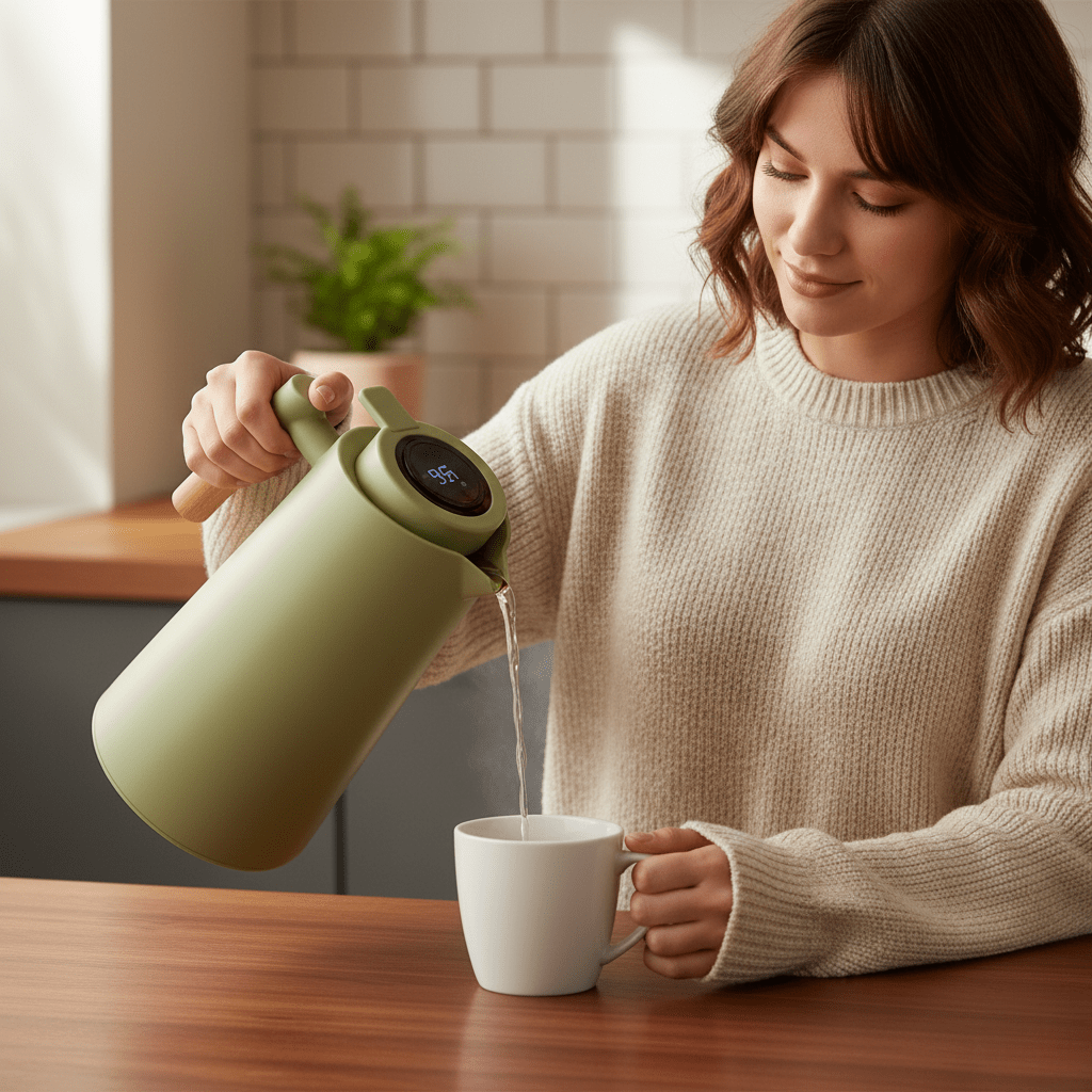 Double-Wall Stainless Steel Thermal Carafe with Digital Display - 1L