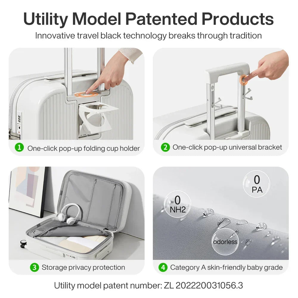 Durable Hardshell Suitcase with Cup Holder – Perfect for Every Trip