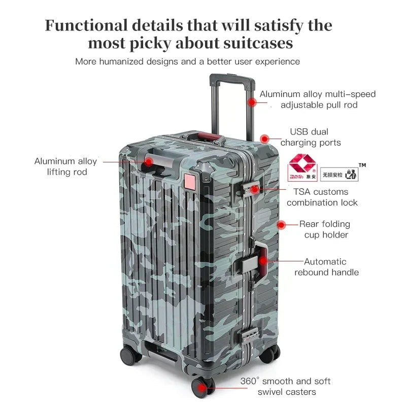 Durable Hardshell Travel Suitcase with Wide Grip Handle