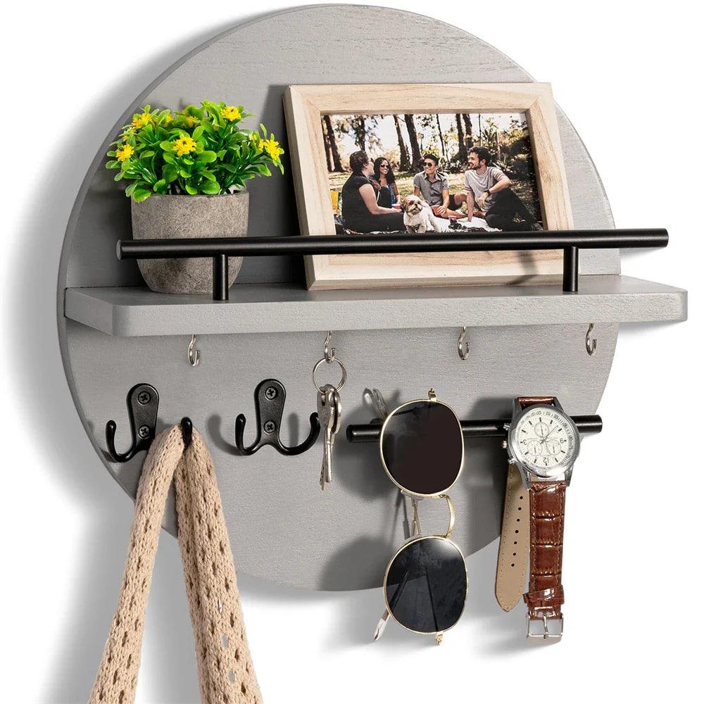 Eco-Friendly Wooden Wall Key Organizer – Round Shape, Natural Finish and Easy Mounting