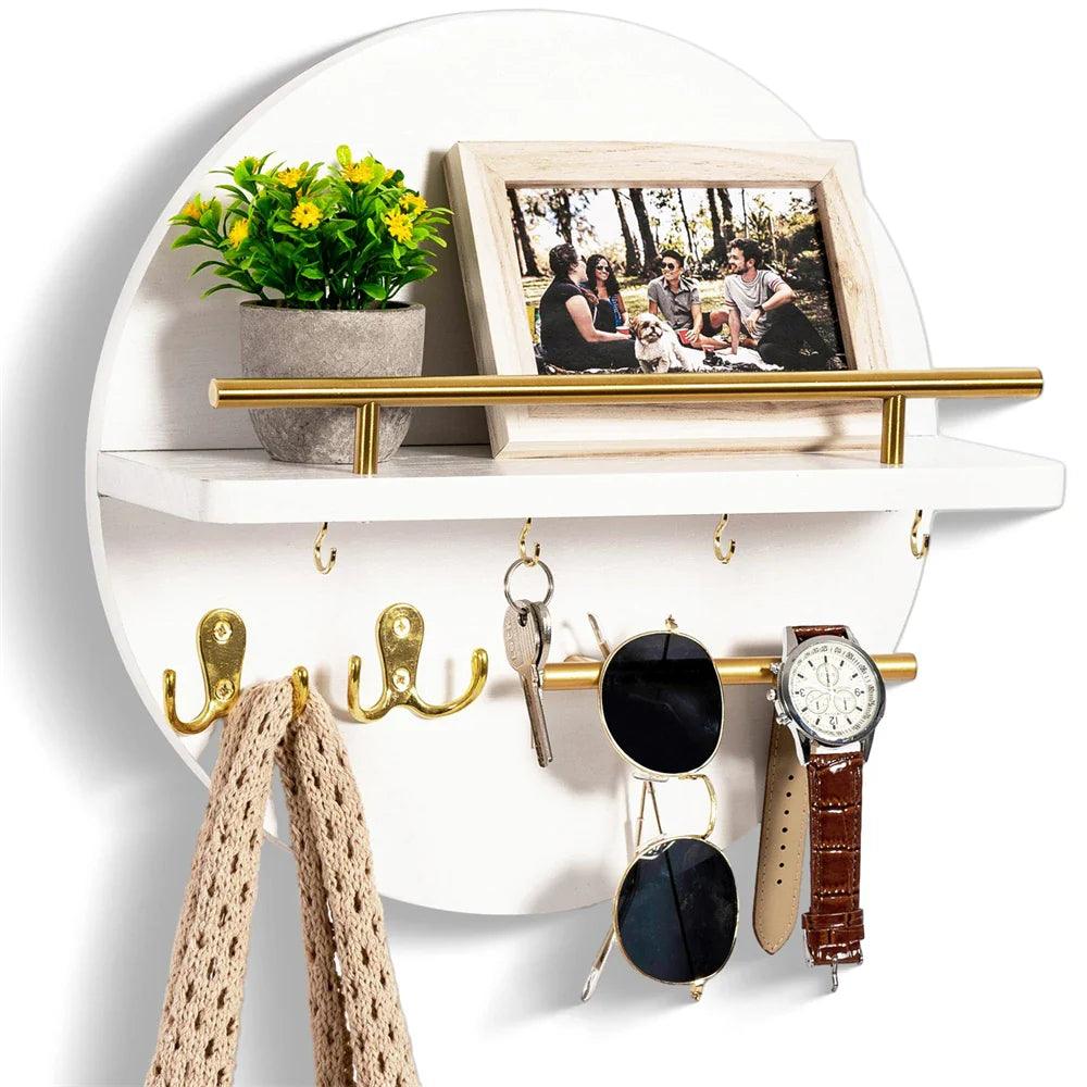 Eco-Friendly Wooden Wall Key Organizer – Round Shape, Natural Finish and Easy Mounting