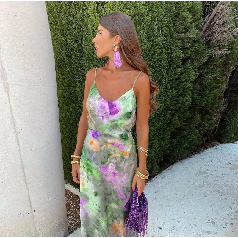 Elegant and Sexy Printed Maxi Dress