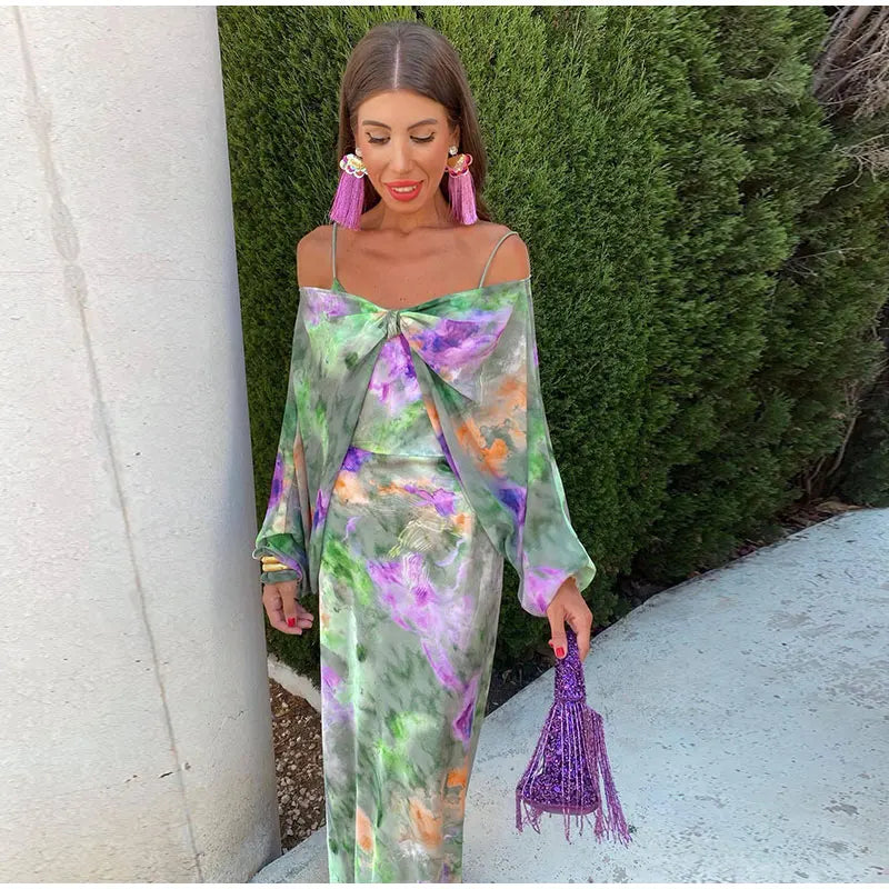Elegant and Sexy Printed Maxi Dress