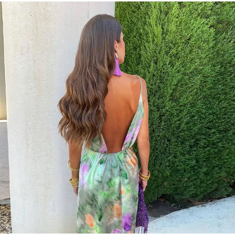 Elegant and Sexy Printed Maxi Dress