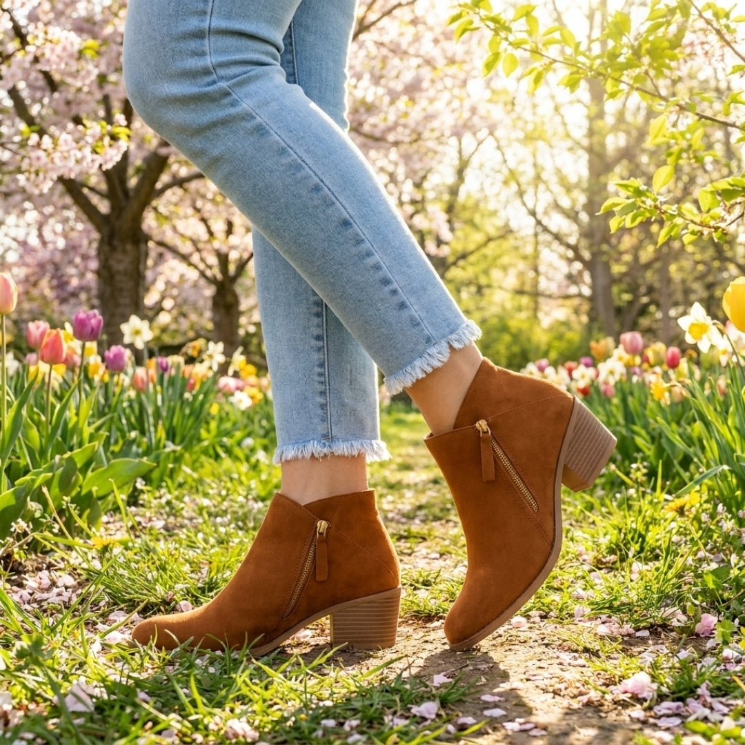 Elegant Block Heel Ankle Boots
