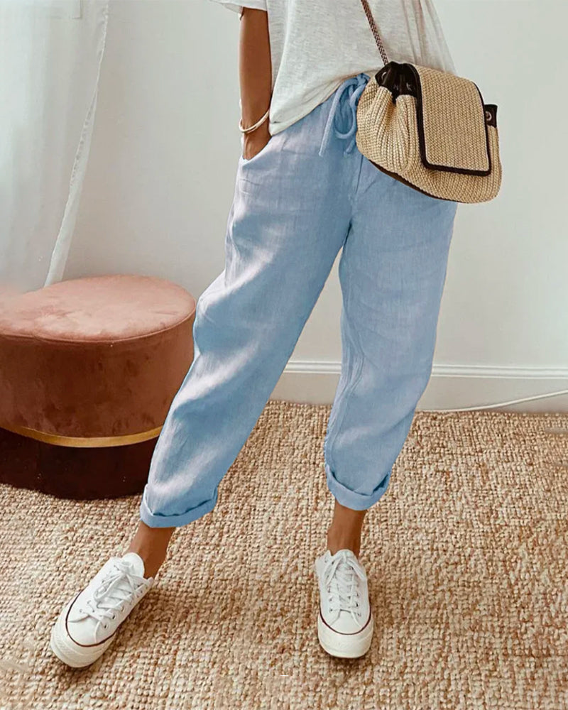 Elegant High-Waisted Breathable Moisture-Wicking Trousers