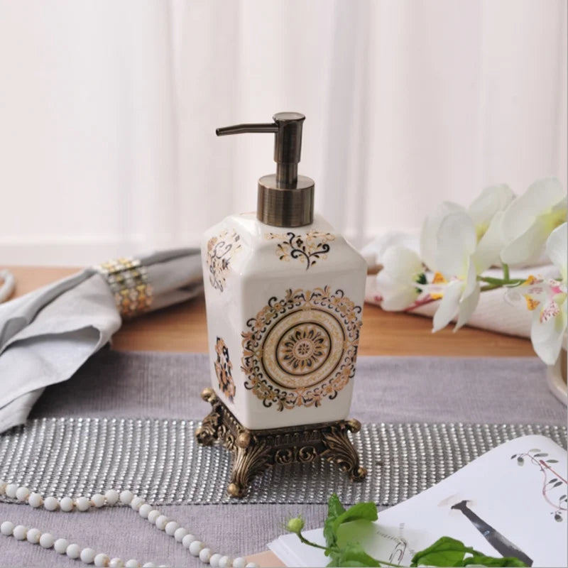 Elegant Resin Bathroom Soap Dispenser – Modern Liquid Soap Container with Stylish Design