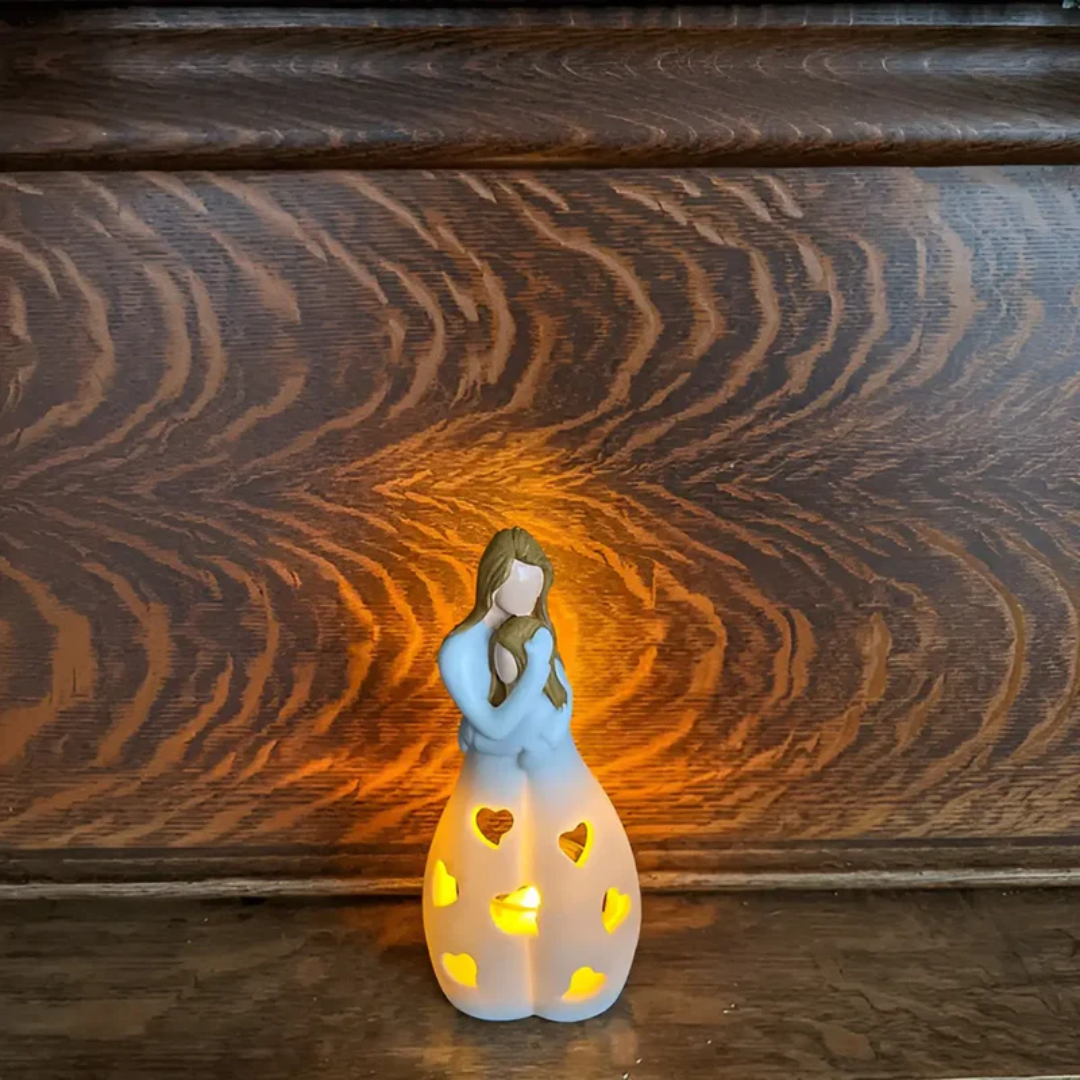 Embracing Mother and Daughter Candle Holder