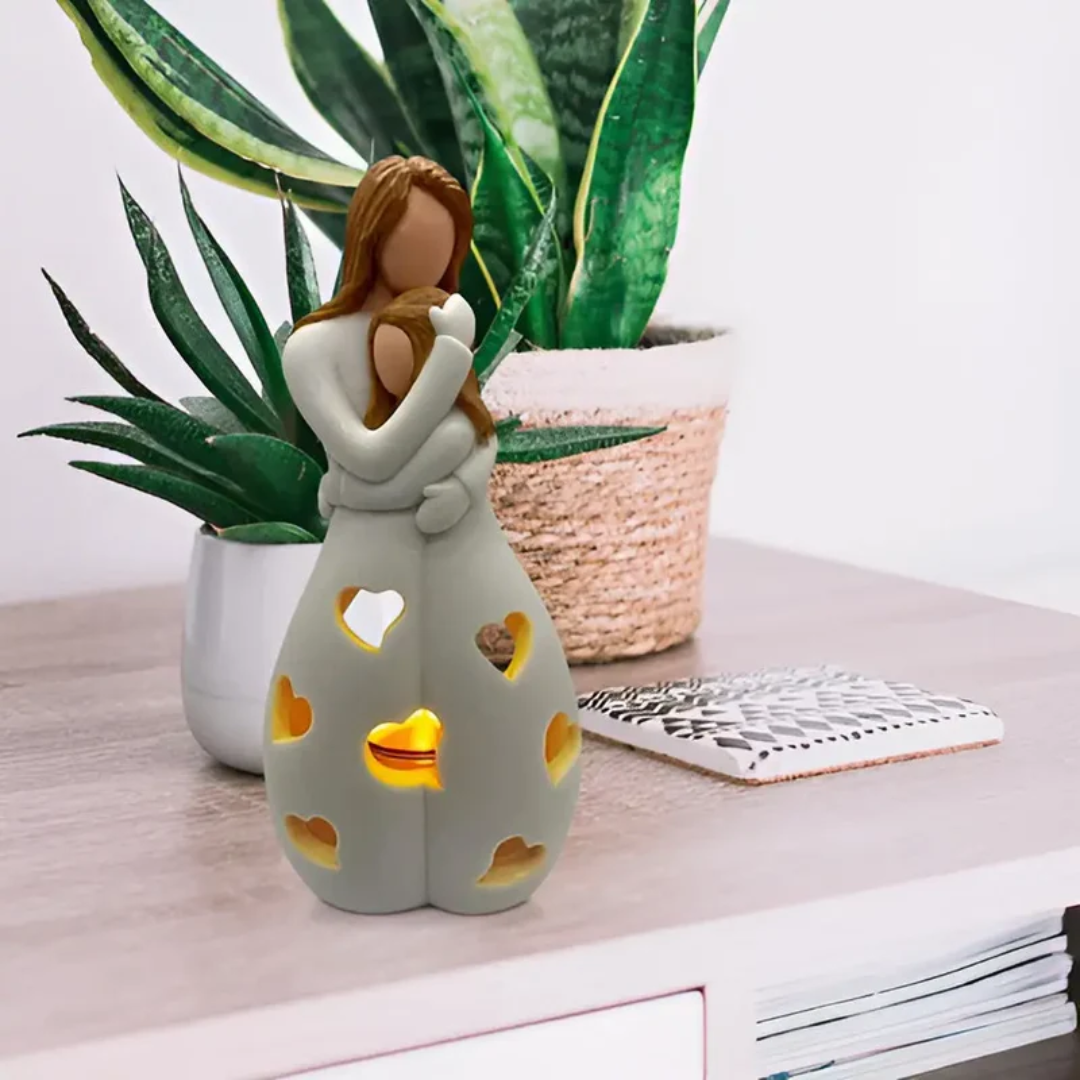 Embracing Mother and Daughter Candle Holder