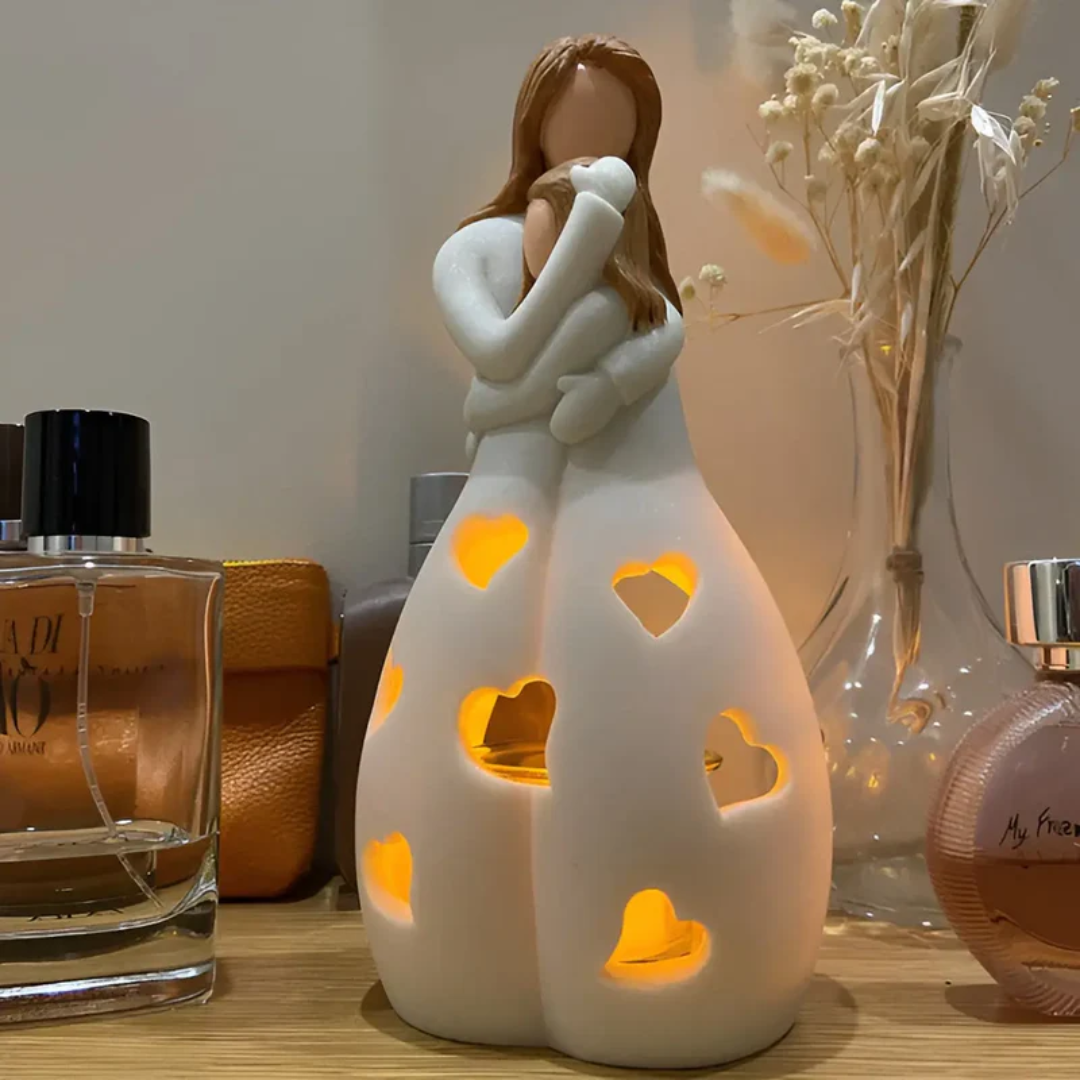 Embracing Mother and Daughter Candle Holder