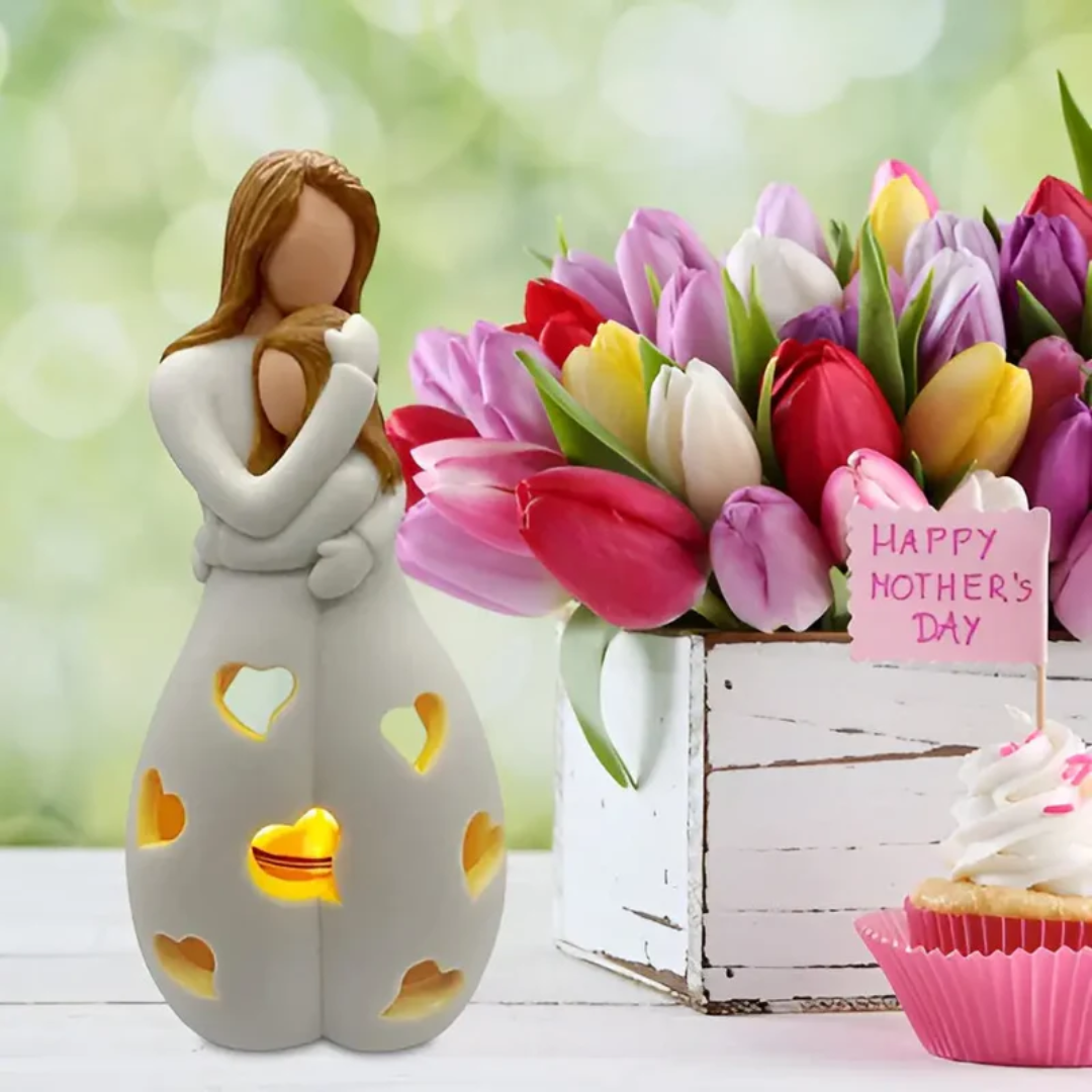 Embracing Mother and Daughter Candle Holder