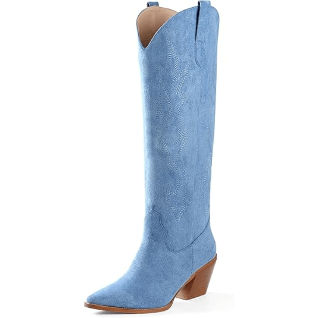 Embroidered Knee-High Boots