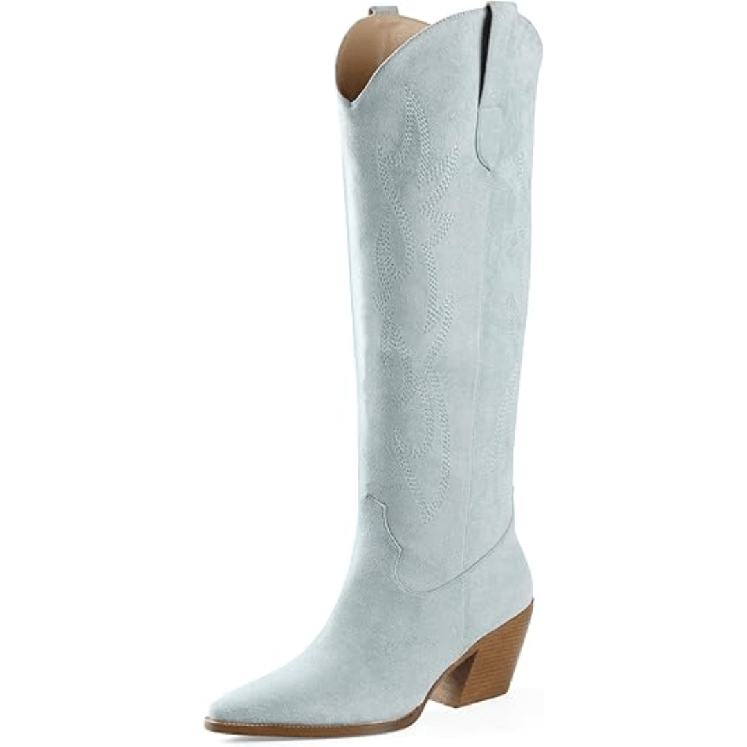 Embroidered Knee-High Boots