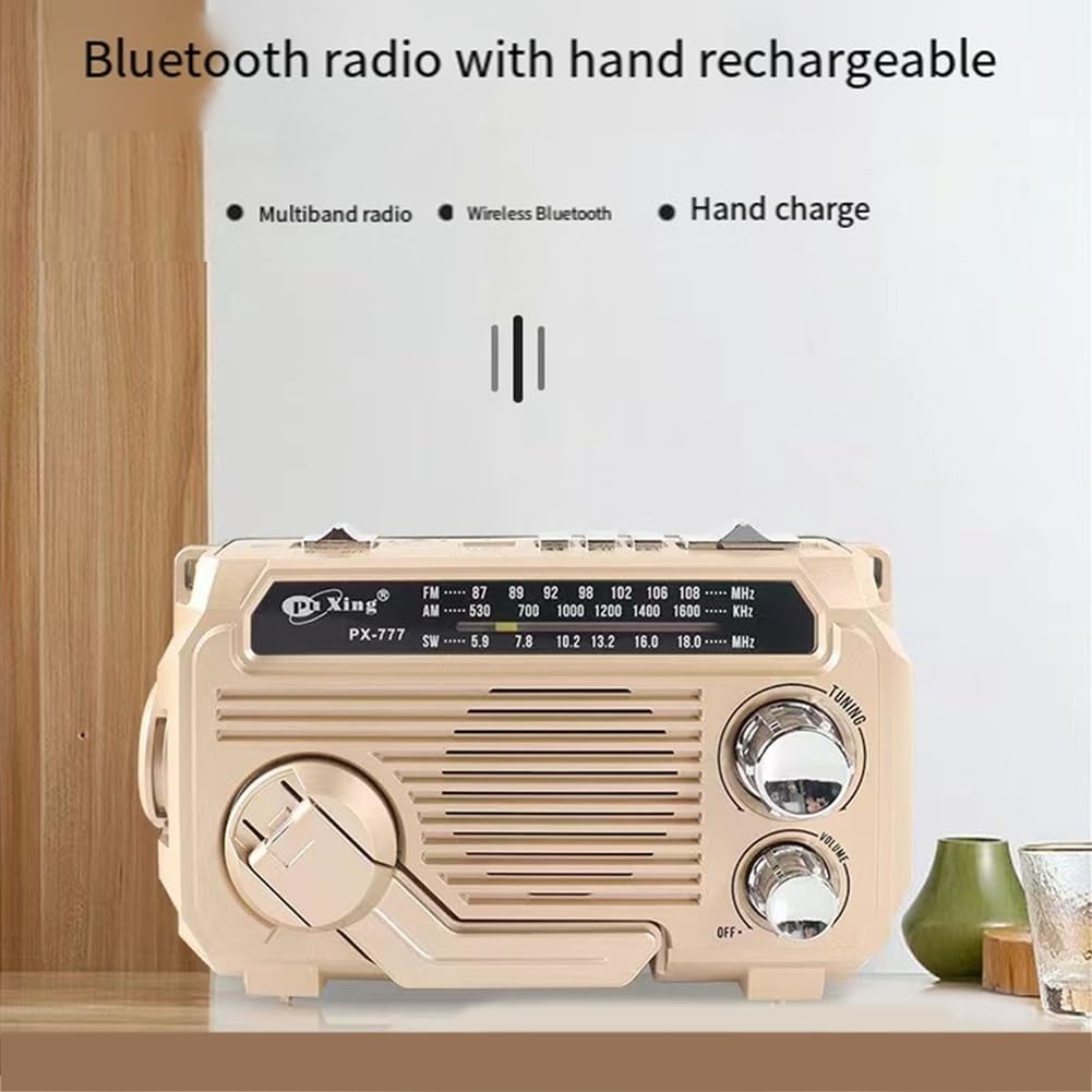 Emergency Radio with Built-in Power Bank – Hand Crank, Solar & USB Charging, AM/FM, LED Flashlight & SOS Alert