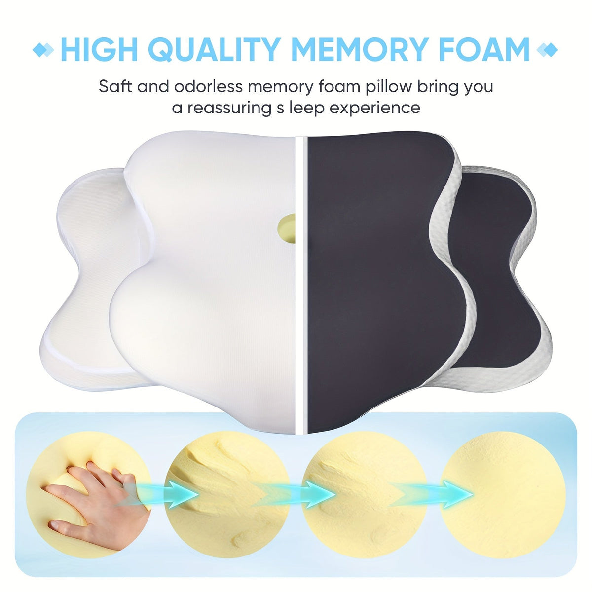 Ergonomic Memory Foam Neck Pillow – For Optimal Comfort and Support at Night
