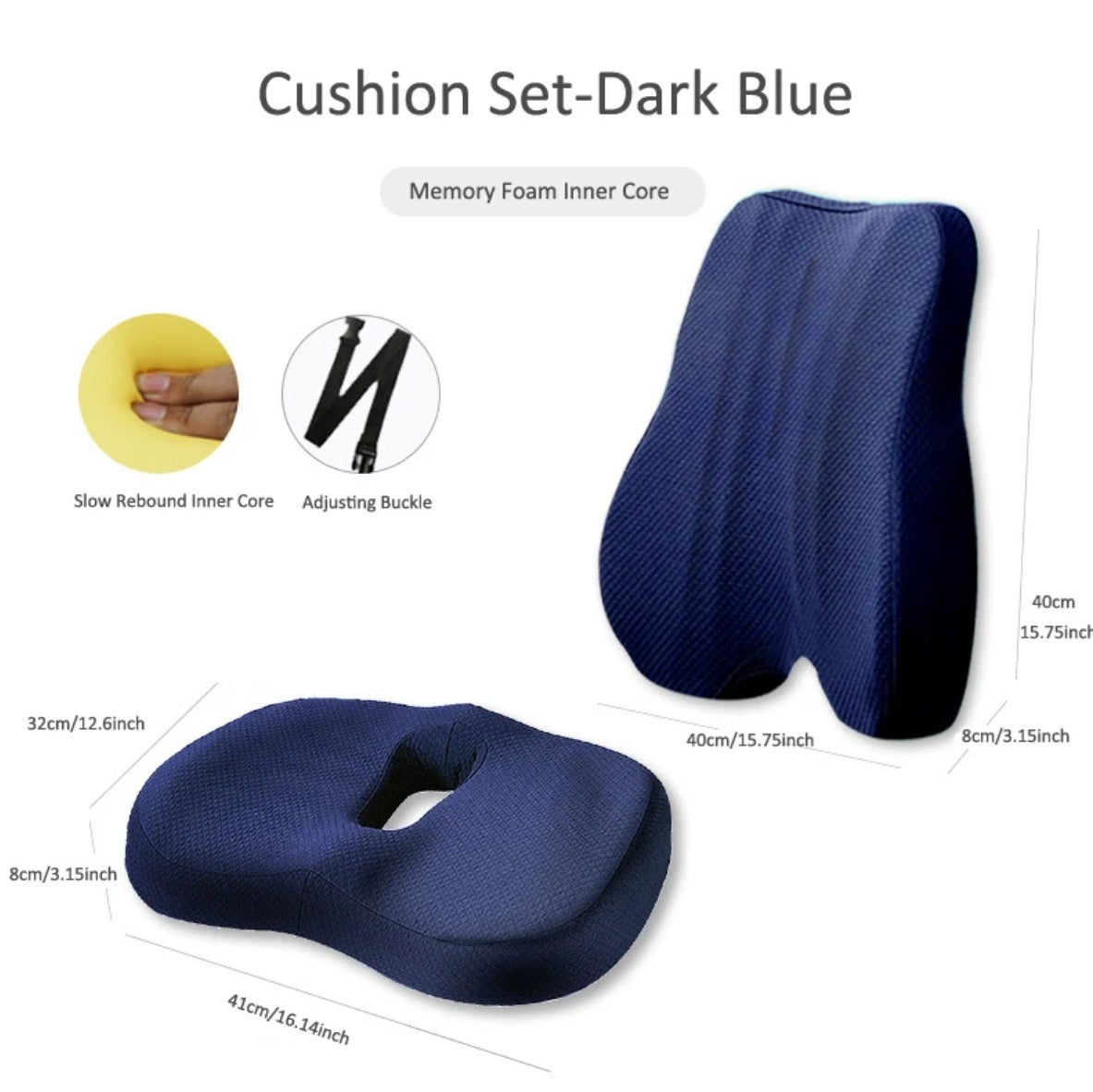 Ergonomic Memory Foam Seat and Back Cushion for Office Chairs