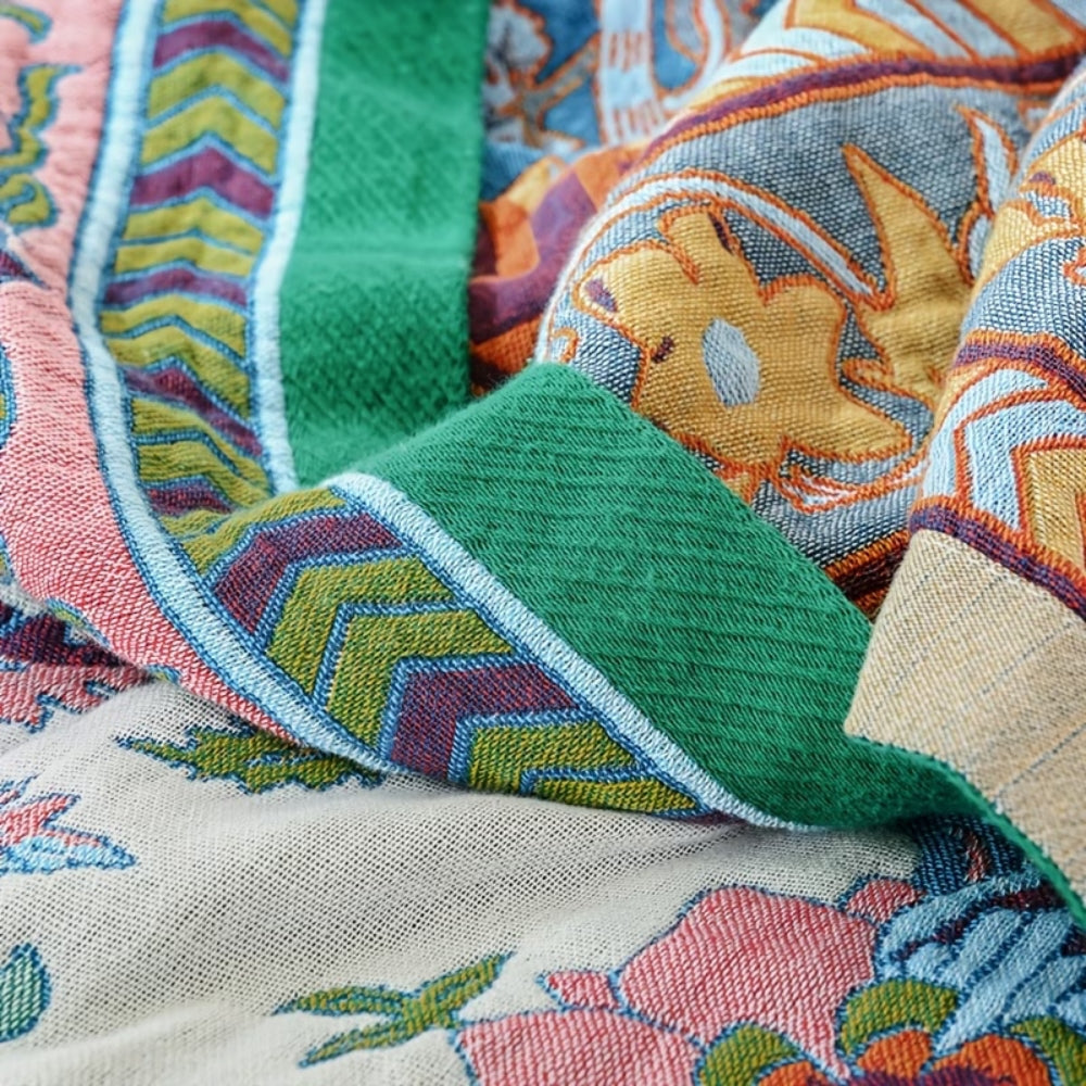European Floral Reversible 100% Cotton Blanket