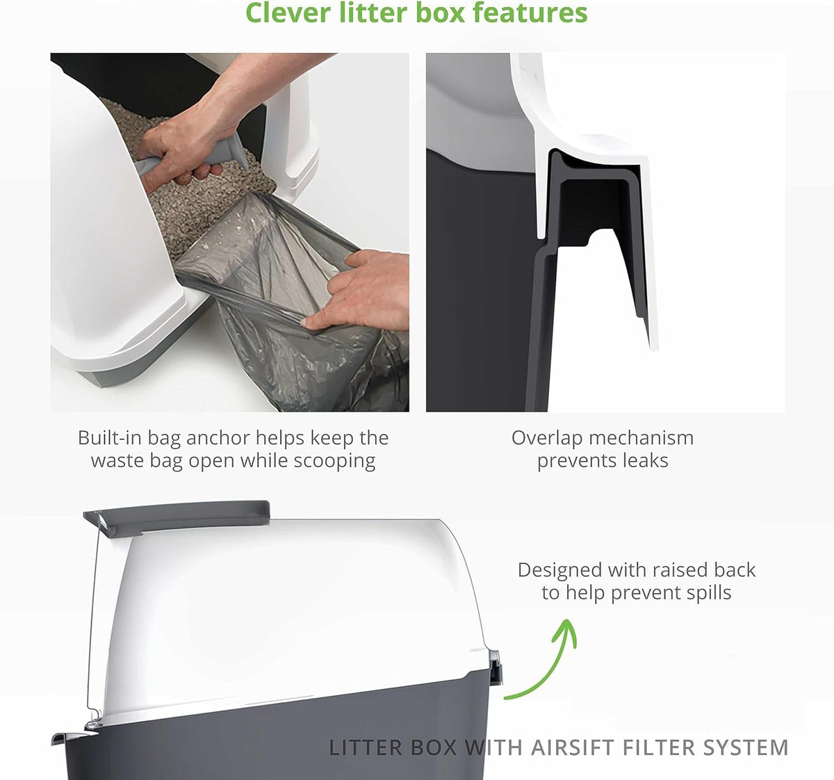 Extra Large Covered Cat Litter Box with Odor Control