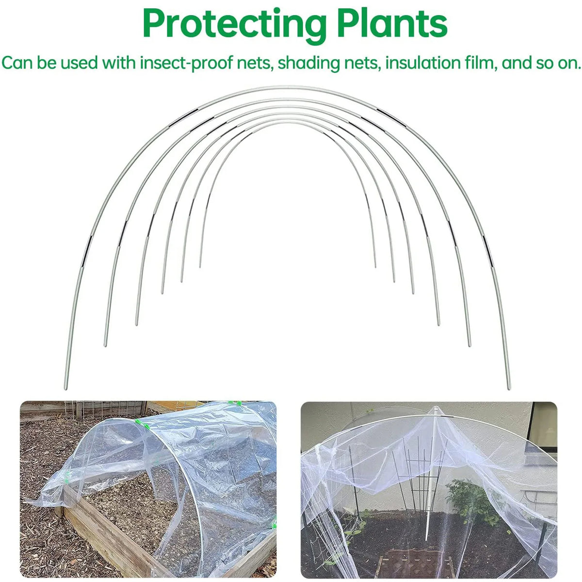 Fiberglass Garden Hoop Set for DIY Grow Tunnels, Raised Beds & Cold Frames - Rustproof & Reusable with Connectors Included
