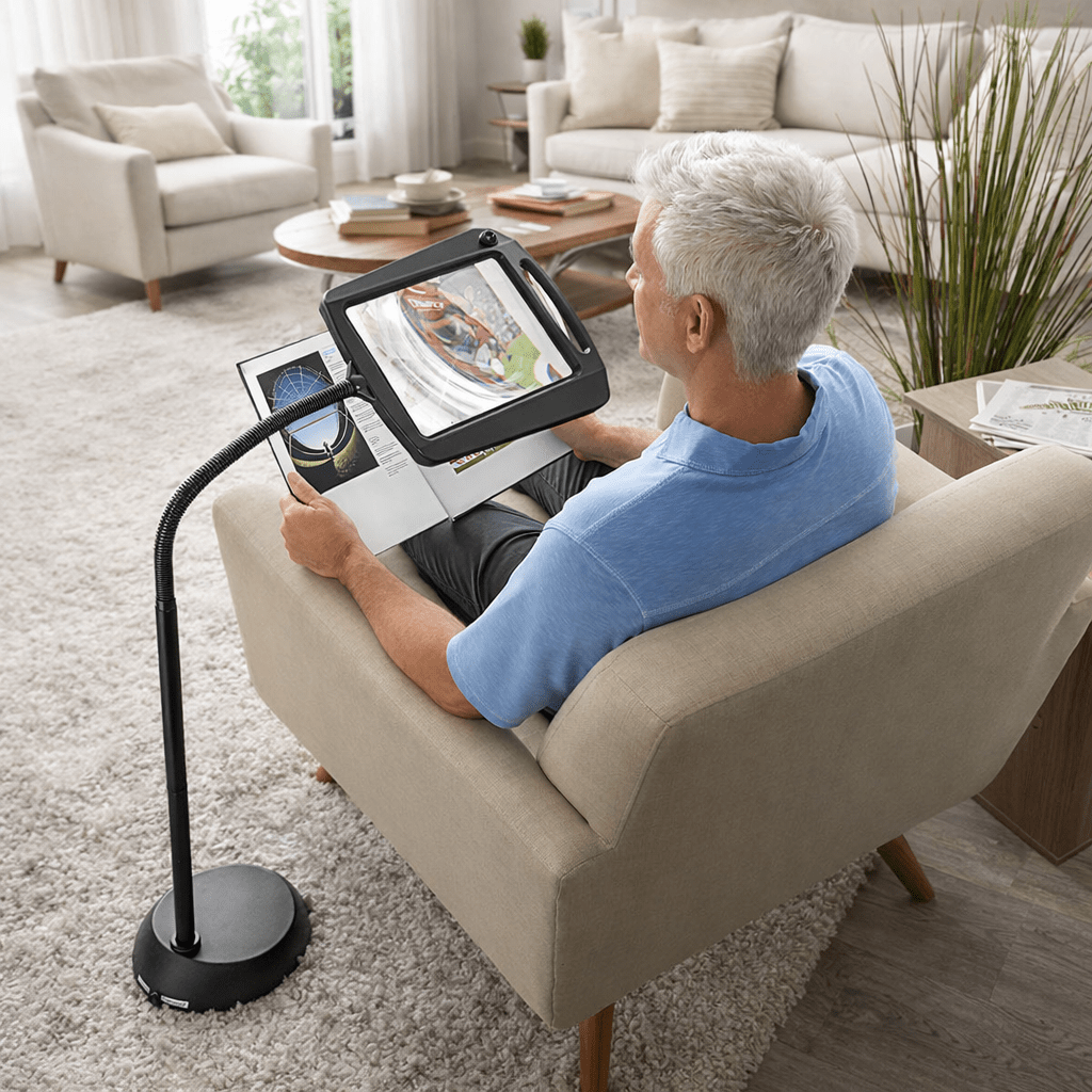 Floor Lamp with 3x Magnification and Flexible Arm for Precision Work