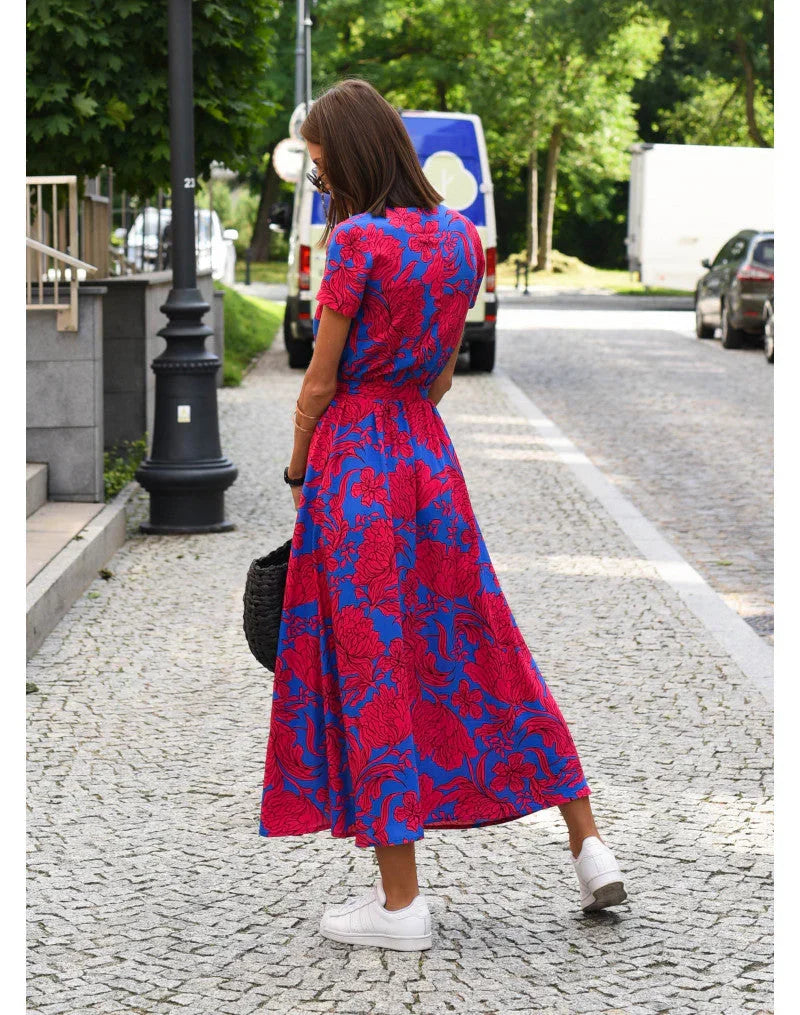 Floral Summer Maxi Dress with Elegant V-Neck
