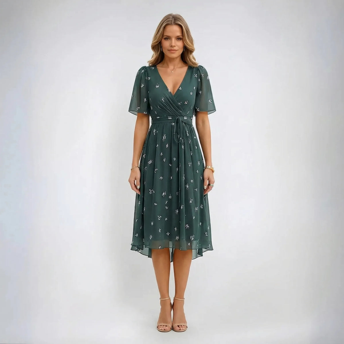 Floral Wrap Midi Dress