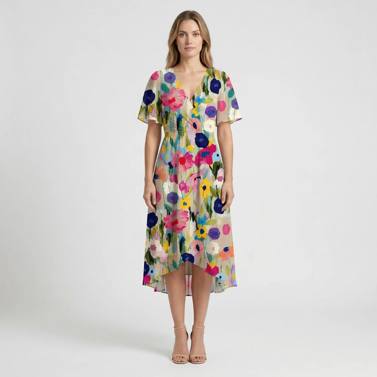 Floral Wrap Midi Dress