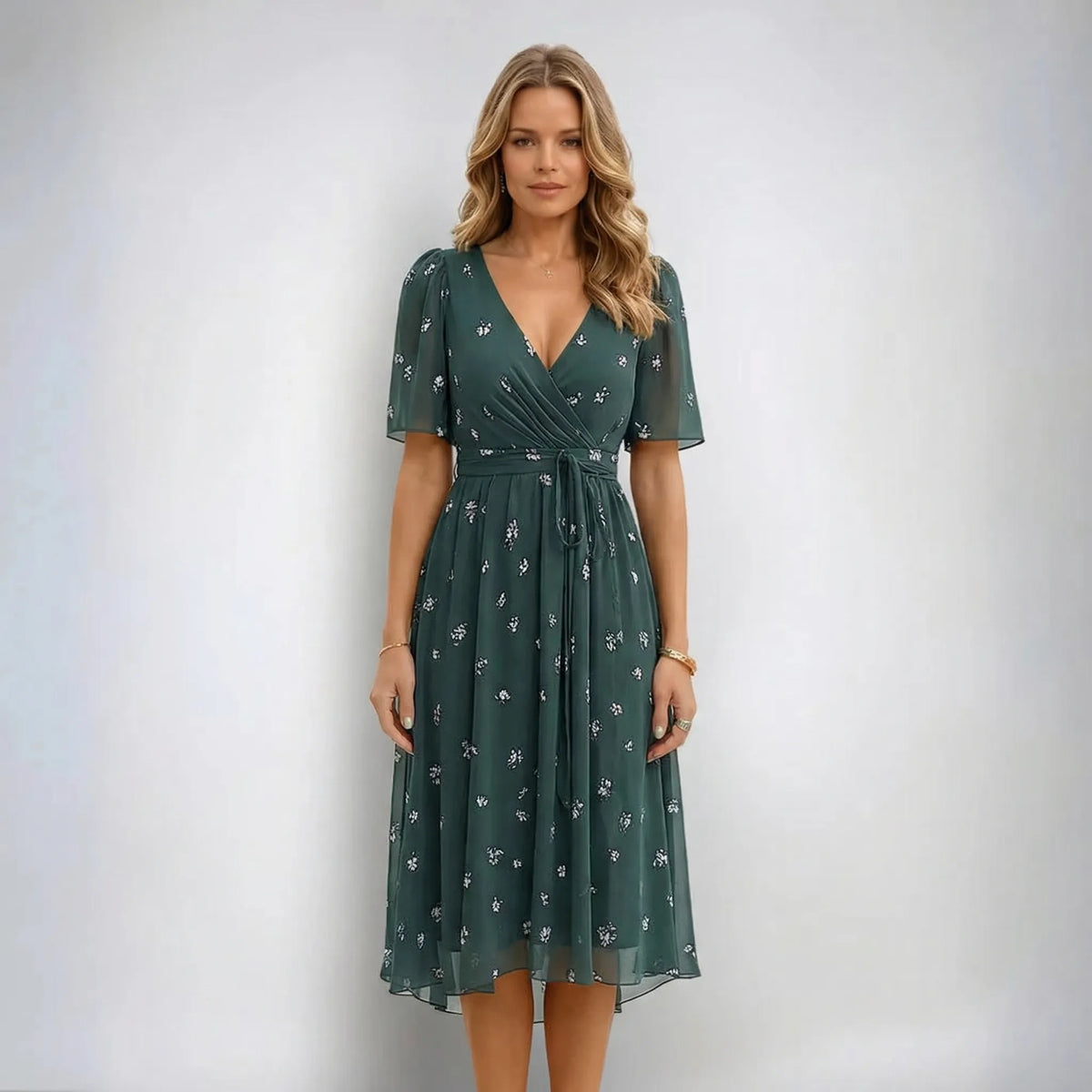 Floral Wrap Midi Dress