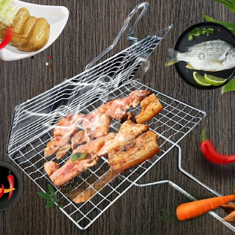 Foldable Non-Stick Grilling Basket | Heat-Resistant Stainless Steel for Meat & Vegetables
