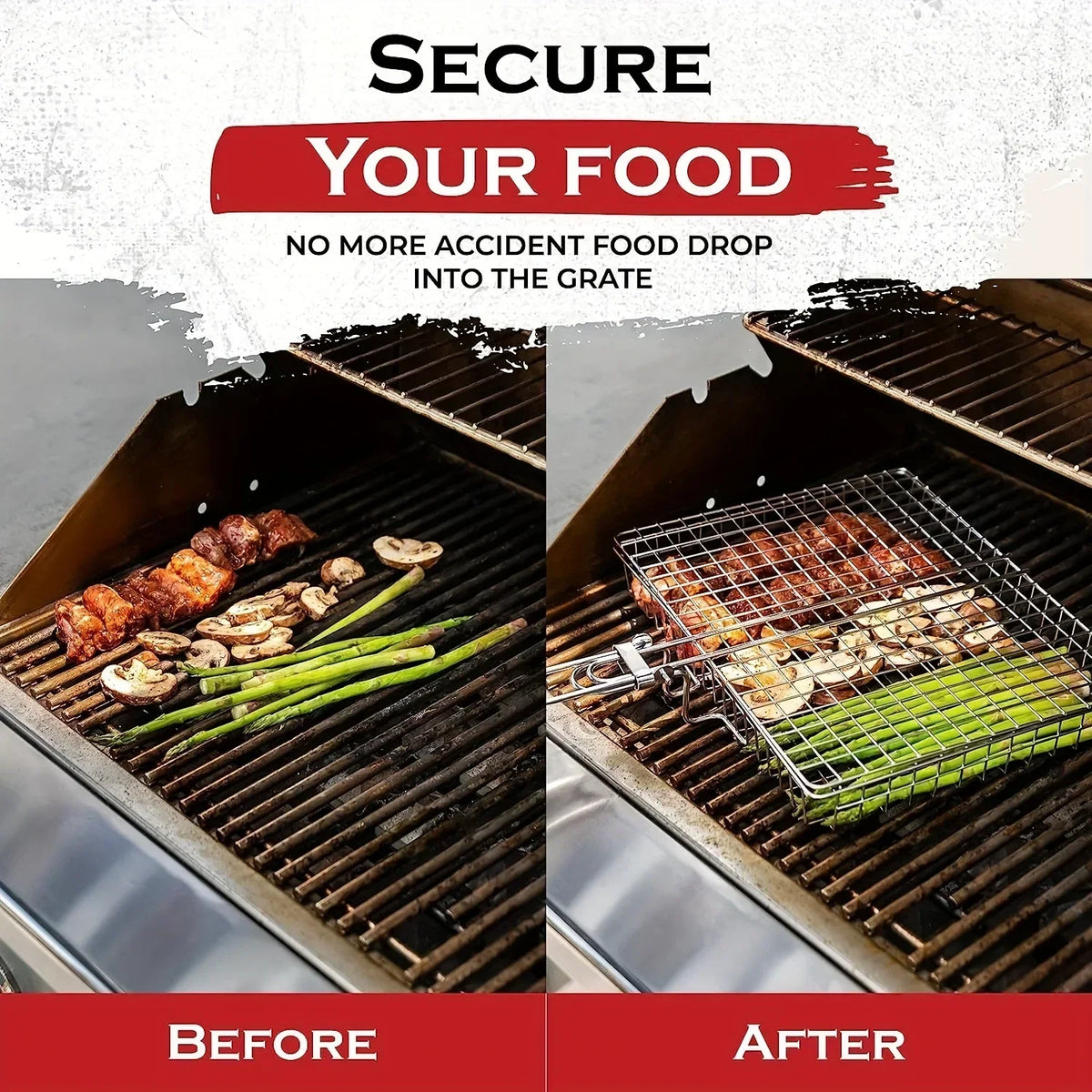 Foldable Non-Stick Grilling Basket | Heat-Resistant Stainless Steel for Meat & Vegetables