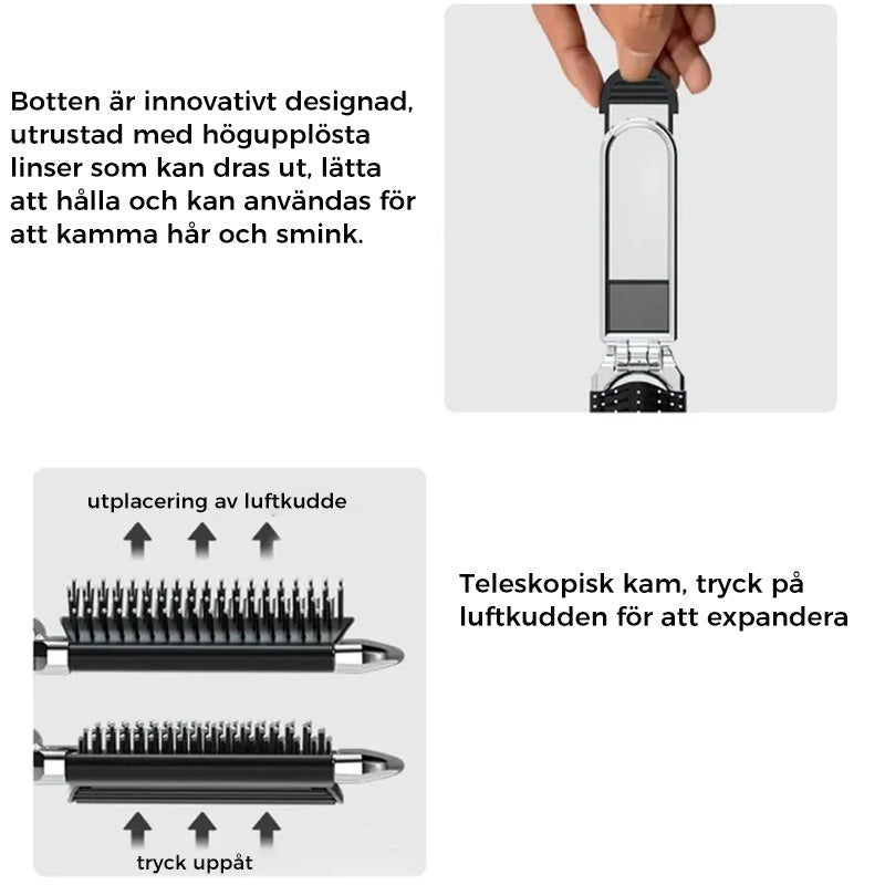 Foldable Travel Hair Brush with Mirror - Compact Styling on the Go