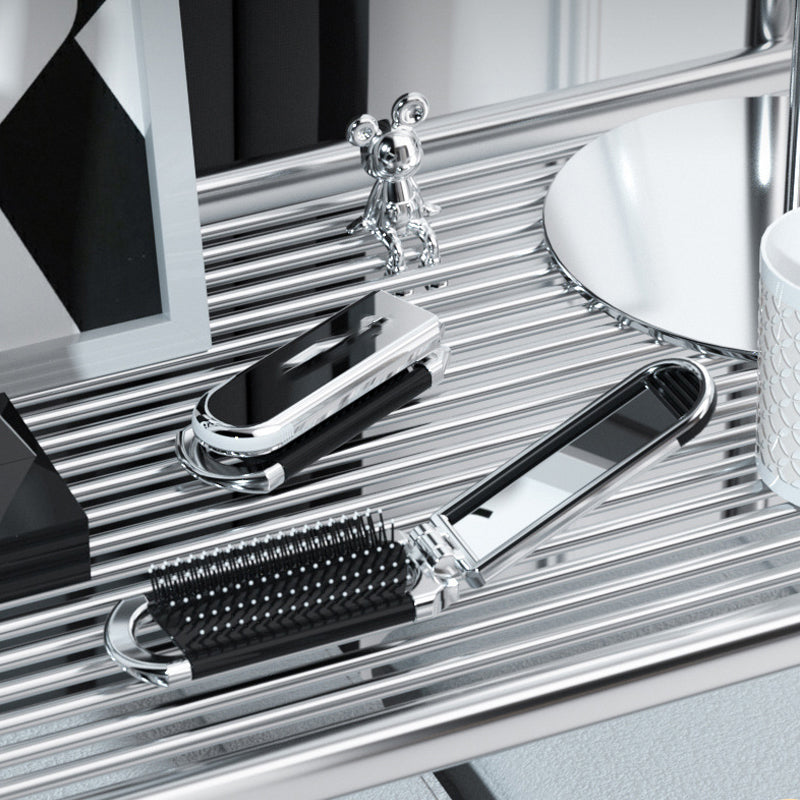 Foldable Travel Hair Brush with Mirror - Compact Styling on the Go