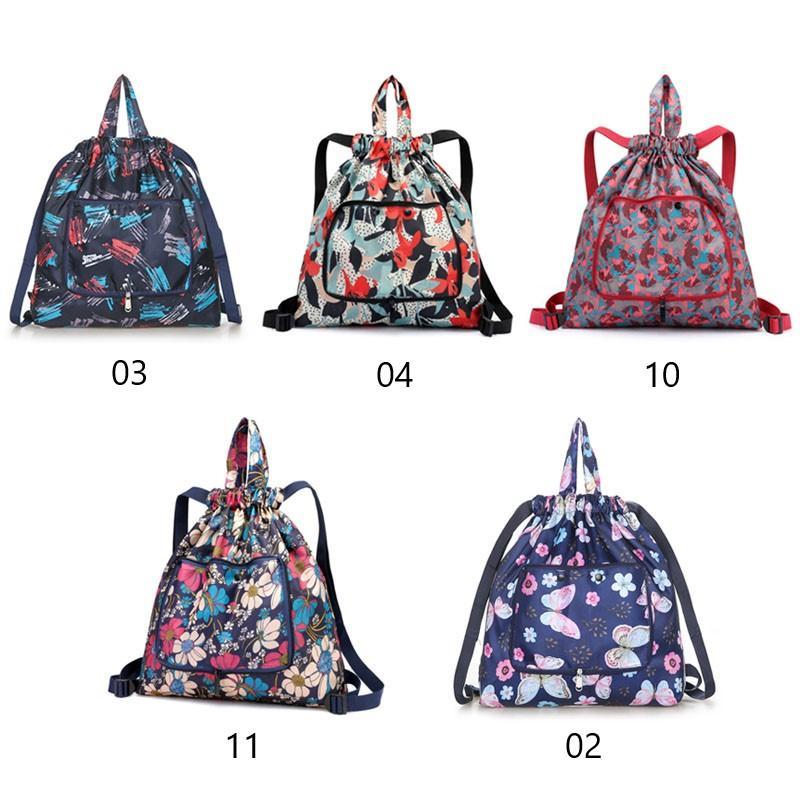 Foldable Unisex Drawstring Backpack with Waterproof Surface