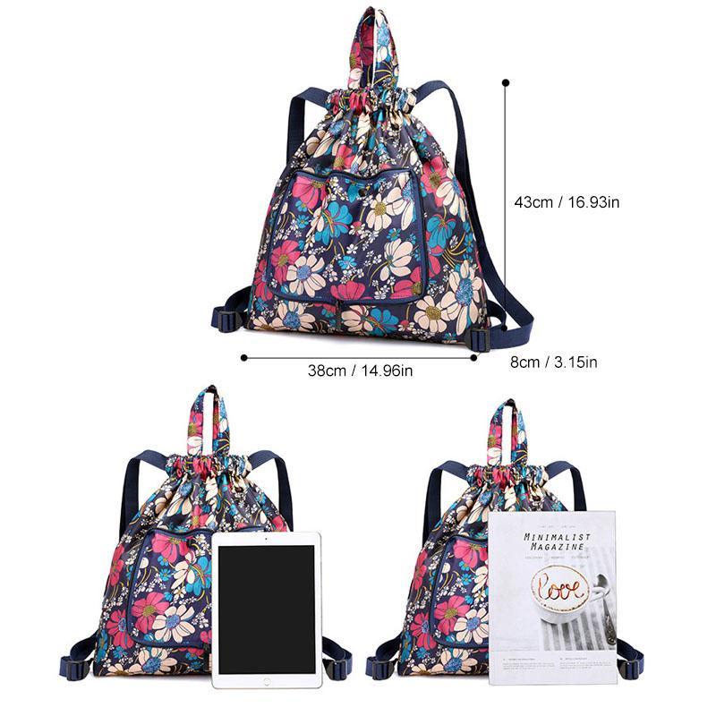 Foldable Unisex Drawstring Backpack with Waterproof Surface