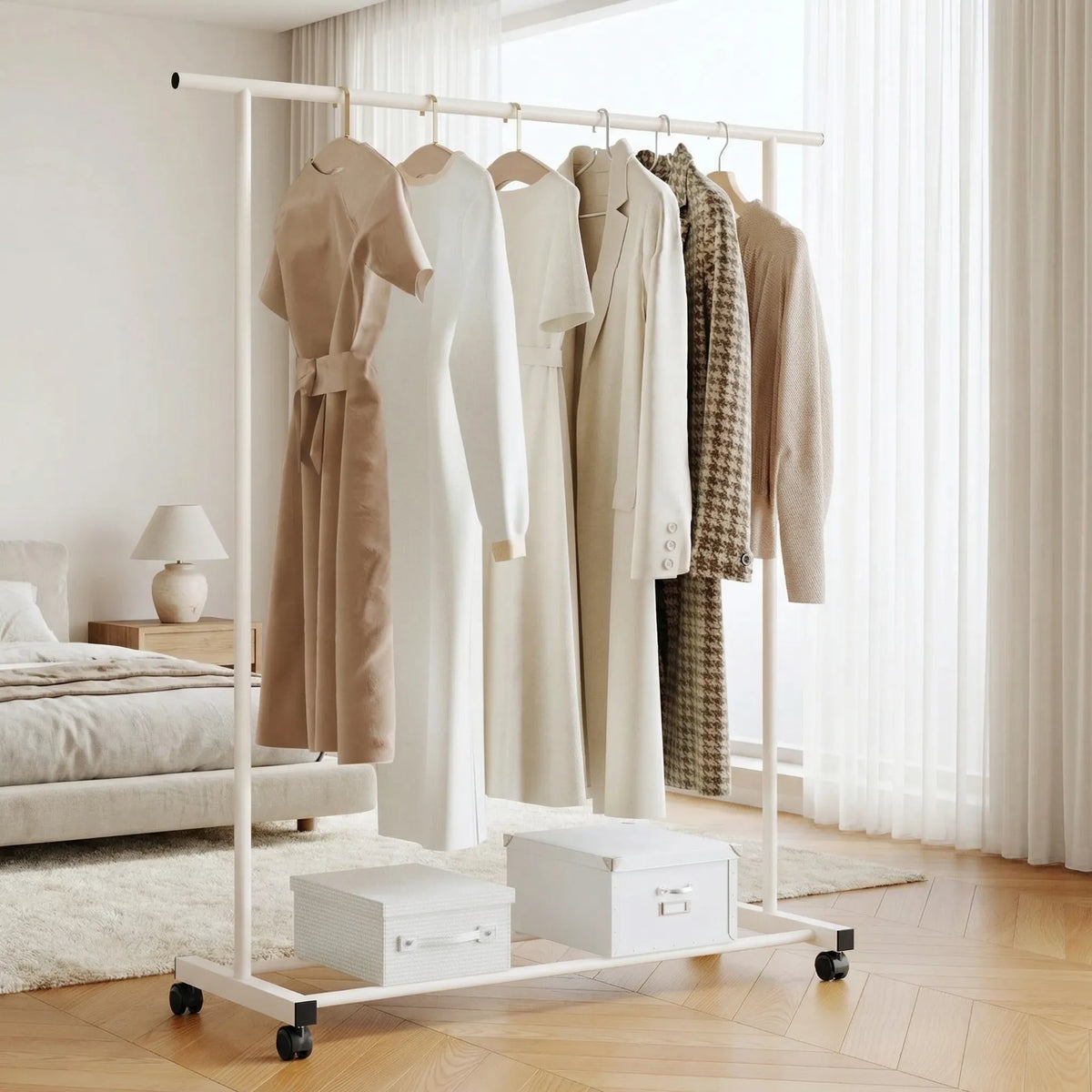 Freestanding Double Rod Clothes Rack